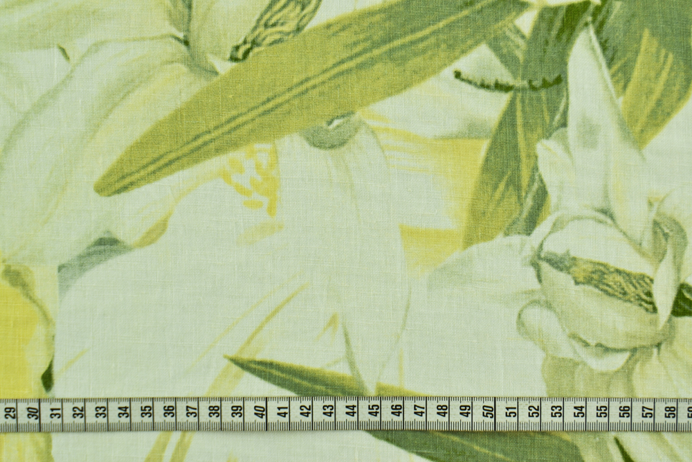 Puro lino panna stampa foglie e ballerine Puro lino panna stampa foglie e ballerine