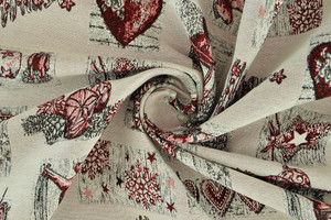 GOBELIN DI NATALE BEIGE E LUREX ROSSO DOUBLE FACE