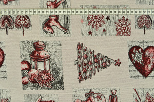 GOBELIN DI NATALE BEIGE E LUREX ROSSO DOUBLE FACE