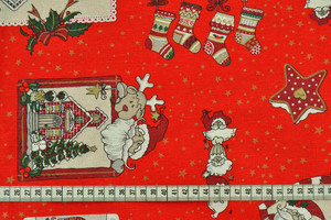 MEZZO PANAMA ROSSO STAMPA NATALE h.280cm