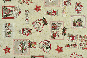 MEZZO PANAMA BEIGE CHIARO STAMPA NATALE h.280cm