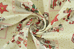 MEZZO PANAMA BEIGE CHIARO STAMPA NATALE h.280cm