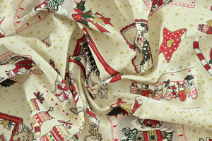 MEZZO PANAMA BEIGE CHIARO STAMPA NATALE h.280cm