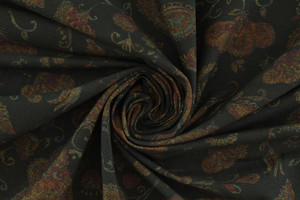 FUSTAGNO NERO A PAISLEY E FIORI