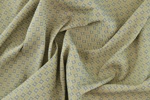 DENIM STRETCH JACQUARD GEOMETRICO MARRONE CHIARO E BLU