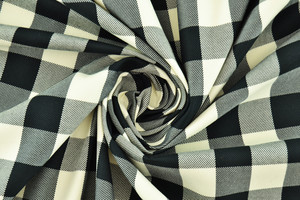 Twill a quadri bianco e nero in tinto filo