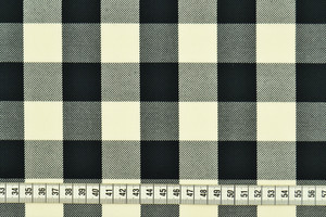 Twill a quadri bianco e nero in tinto filo