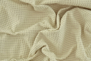 Seersucker doppio double face a righe ecrù/beige