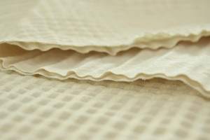 Seersucker doppio double face a righe ecrù/beige