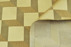 Jacquard misto seta d'arredamento a cubi beige-oro