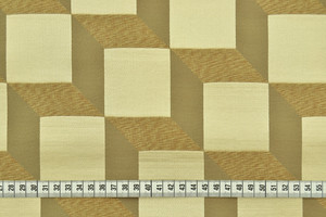 Jacquard misto seta d'arredamento a cubi beige-oro