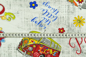 Tela 100% cotone per lenzuola h.280cm stampa Hippie