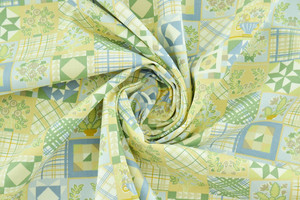 TWILL DI COTONE QUADRI CELESTE/VERDE