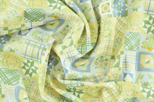 TWILL DI COTONE QUADRI CELESTE/VERDE