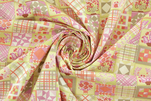 TWILL DI COTONE QUADRI ROSA/VERDE