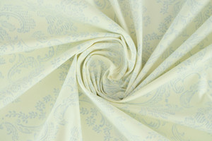 Cotone panna fantasia floccata celeste avio