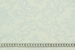 Cotone panna fantasia floccata celeste avio