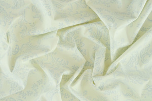 Cotone panna fantasia floccata celeste avio