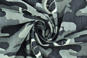 DENIM STRETCH JACQUARD MIMETICO BLU +PEACE BIANCO 5cm