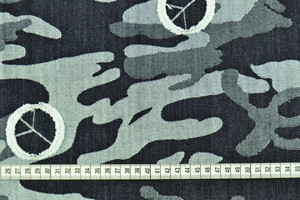 DENIM STRETCH JACQUARD MIMETICO BLU +PEACE BIANCO 5cm