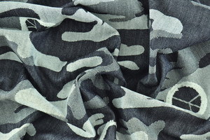 DENIM STRETCH JACQUARD MIMETICO BLU +PEACE BIANCO 5cm