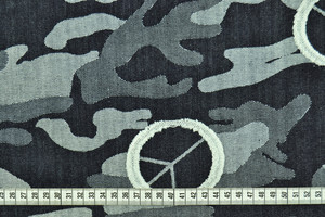 DENIM STRETCH JACQUARD MIMETICO BLU +PEACE BIANCO 8cm