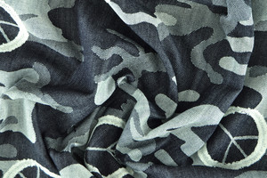 DENIM STRETCH JACQUARD MIMETICO BLU +PEACE BIANCO 8cm