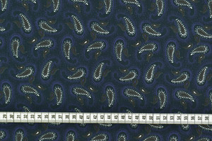 Popeline di cotone paisley blu marrone