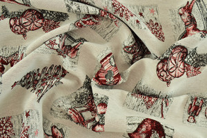 GOBELIN DI NATALE BEIGE E LUREX ROSSO DOUBLE FACE