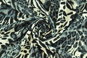 Pongé di poliestere animalier grigio