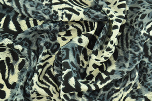 Pongé di poliestere animalier grigio