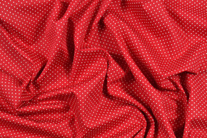 Cotone rosso a pois bianchi