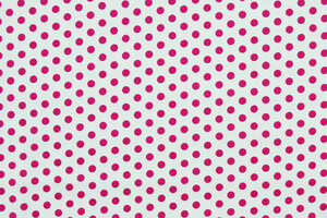 Cotone bianco a pois grandi magenta