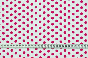 Cotone bianco a pois grandi magenta