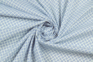Popeline stretch da camiceria motivo geometrico blu