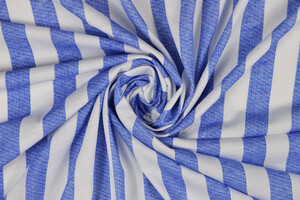 Jersey di cotone stretch a righe bianco blu délavé
