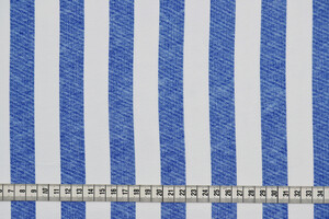 Jersey di cotone stretch a righe bianco blu délavé