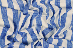 Jersey di cotone stretch a righe bianco blu délavé