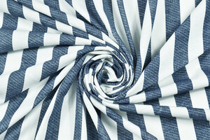 Jersey di cotone stretch a righe bianco blu jeans