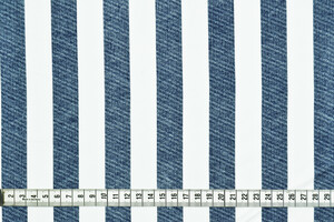 Jersey di cotone stretch a righe bianco blu jeans