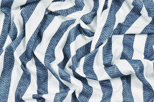 Jersey di cotone stretch a righe bianco blu jeans