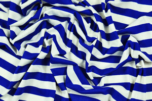 Jersey di cotone stretch a righe bianco blu