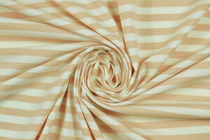 Jersey di cotone bi-stretch a righe panna e rosa pesca