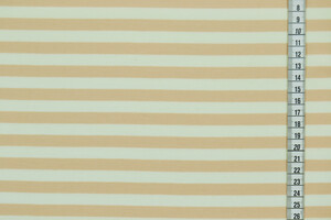 Jersey di cotone bi-stretch a righe panna e rosa pesca