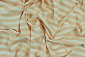 Jersey di cotone bi-stretch a righe panna e rosa pesca