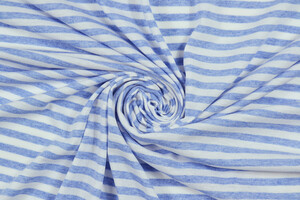 Jersey di cotone stretch a righe 7mm bianco azzurro