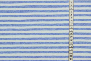 Jersey di cotone stretch a righe 7mm bianco azzurro