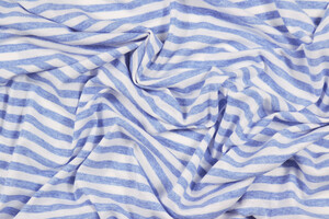 Jersey di cotone stretch a righe 7mm bianco azzurro
