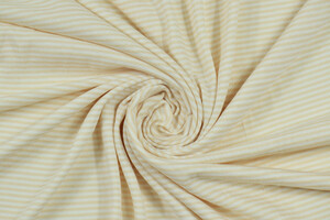 Jersey di cotone stretch a righe diagonali bianco e pesca chiaro