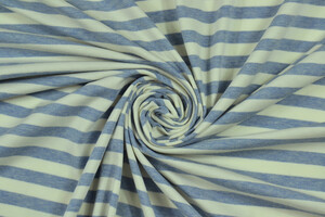 Jersey di cotone stretch a righe 1cm bianco azzurro